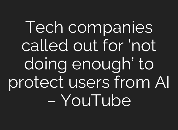 Tech companies called out for ‘not doing enough’ to protect users from AI – YouTube
