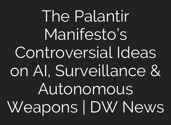 The Palantir Manifesto’s Controversial Ideas on AI, Surveillance & Autonomous Weapons | DW News