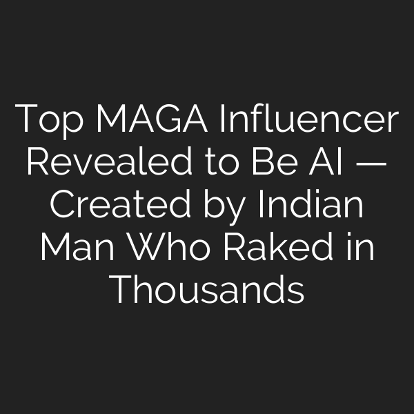 Top MAGA Influencer Revealed to Be AI — Created by Indian Man Who Raked in Thousands