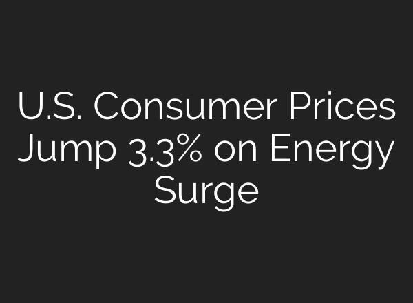 U.S. Consumer Prices Jump 3.3% on Energy Surge