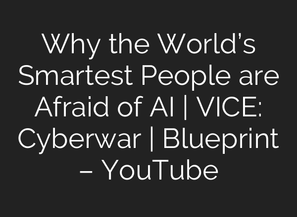 Why the World’s Smartest People are Afraid of AI | VICE: Cyberwar | Blueprint – YouTube