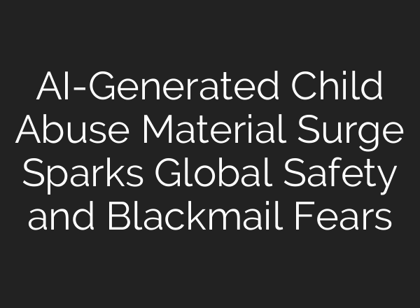 AI-Generated Child Abuse Material Surge Sparks Global Safety and Blackmail Fears