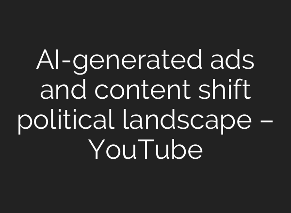 AI-generated ads and content shift political landscape – YouTube