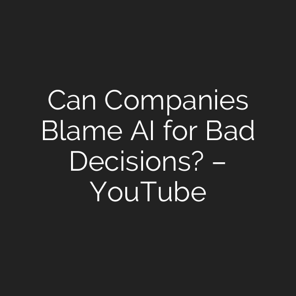 Can Companies Blame AI for Bad Decisions? – YouTube