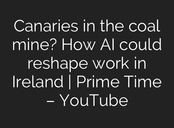 Canaries in the coal mine? How AI could reshape work in Ireland | Prime Time – YouTube