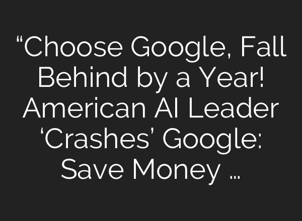 “Choose Google, Fall Behind by a Year! American AI Leader ‘Crashes’ Google: Save Money …
