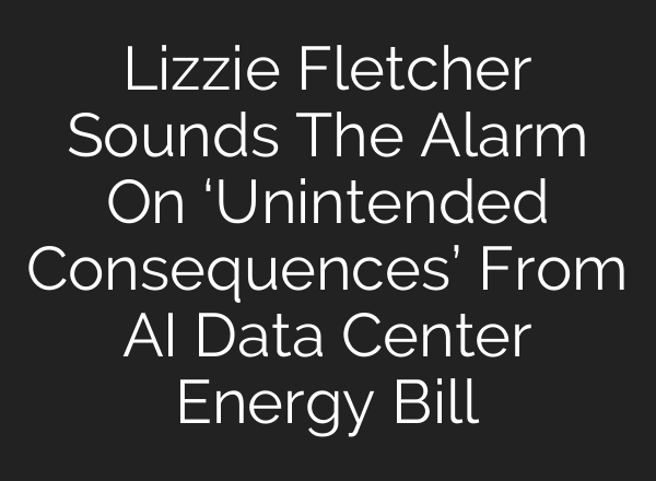 Lizzie Fletcher Sounds The Alarm On ‘Unintended Consequences’ From AI Data Center Energy Bill
