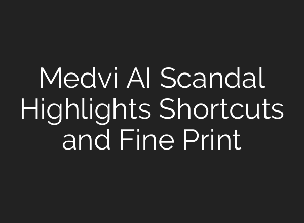 Medvi AI Scandal Highlights Shortcuts and Fine Print