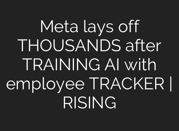 Meta lays off THOUSANDS after TRAINING AI with employee TRACKER | RISING