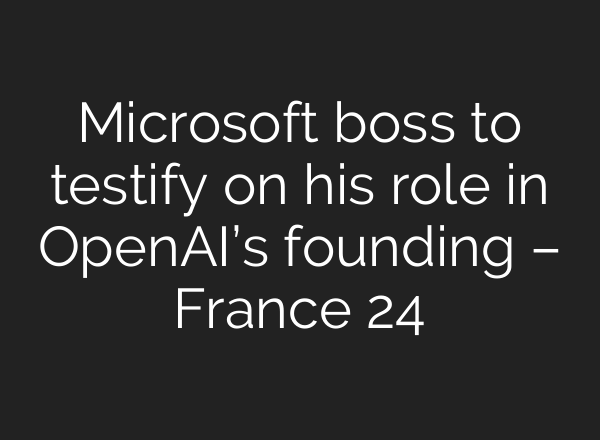 Microsoft boss to testify on his role in OpenAI’s founding – France 24