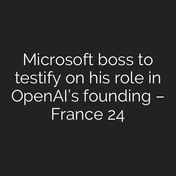 Microsoft boss to testify on his role in OpenAI’s founding – France 24