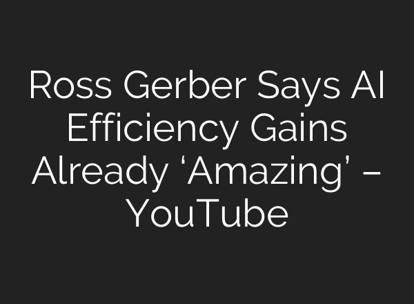 Ross Gerber Says AI Efficiency Gains Already ‘Amazing’ – YouTube