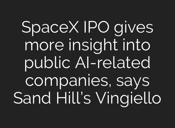 SpaceX IPO gives more insight into public AI-related companies, says Sand Hill’s Vingiello