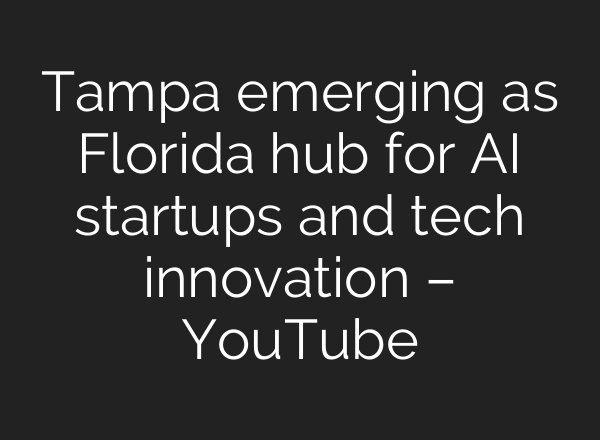 Tampa emerging as Florida hub for AI startups and tech innovation – YouTube