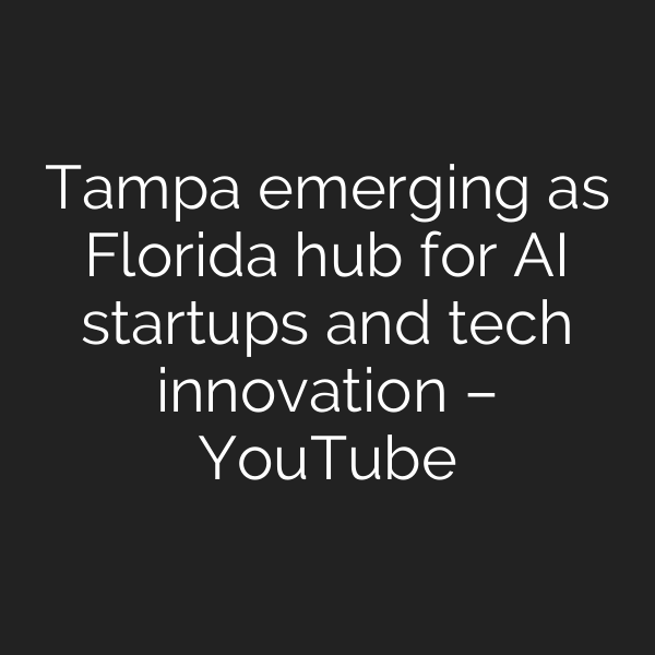 Tampa emerging as Florida hub for AI startups and tech innovation – YouTube