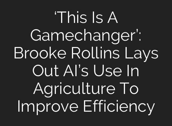 ‘This Is A Gamechanger’: Brooke Rollins Lays Out AI’s Use In Agriculture To Improve Efficiency
