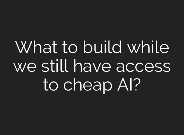 What to build while we still have access to cheap AI?