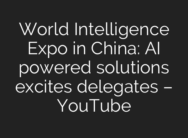 World Intelligence Expo in China: AI powered solutions excites delegates – YouTube