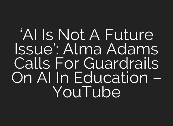 ‘AI Is Not A Future Issue’: Alma Adams Calls For Guardrails On AI In Education – YouTube