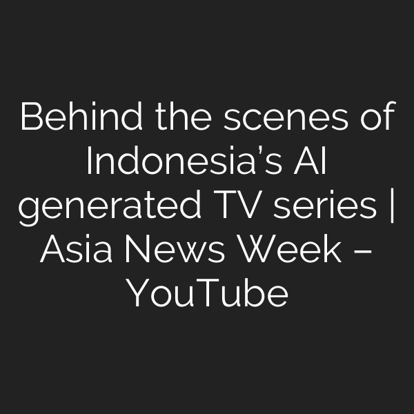 Behind the scenes of Indonesia’s AI generated TV series | Asia News Week – YouTube