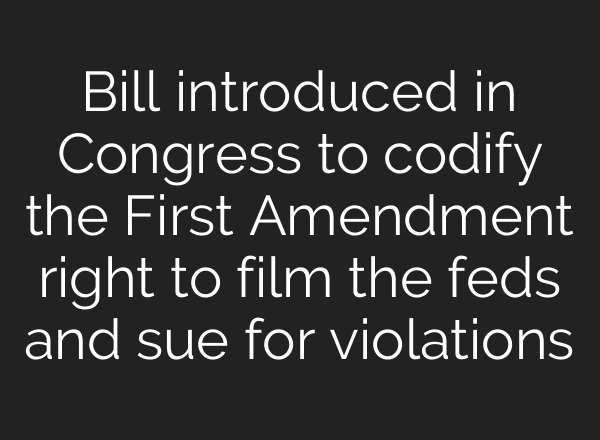 Bill introduced in Congress to codify the First Amendment right to film the feds and sue for violations