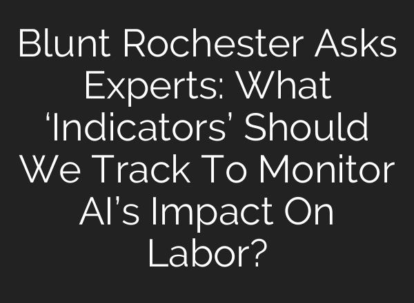 Blunt Rochester Asks Experts: What ‘Indicators’ Should We Track To Monitor AI’s Impact On Labor?