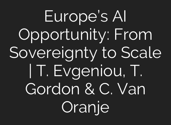 Europe’s AI Opportunity: From Sovereignty to Scale | T. Evgeniou, T. Gordon & C. Van Oranje