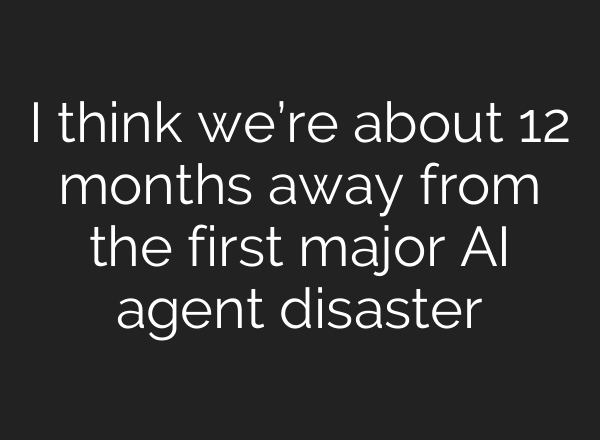 I think we’re about 12 months away from the first major AI agent disaster