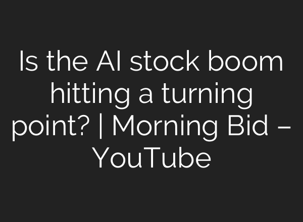 Is the AI stock boom hitting a turning point? | Morning Bid – YouTube