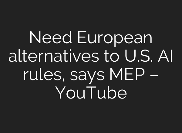 Need European alternatives to U.S. AI rules, says MEP – YouTube