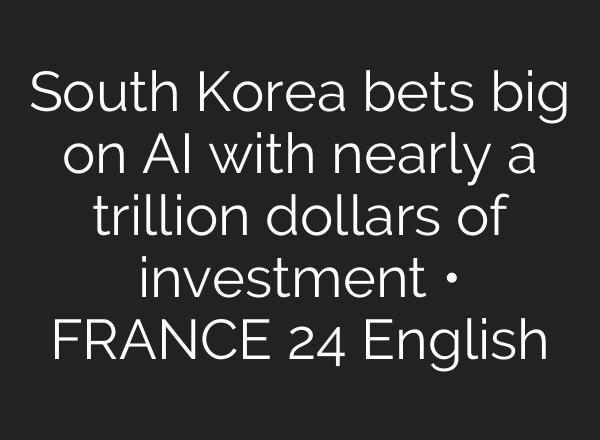 South Korea bets big on AI with nearly a trillion dollars of investment • FRANCE 24 English