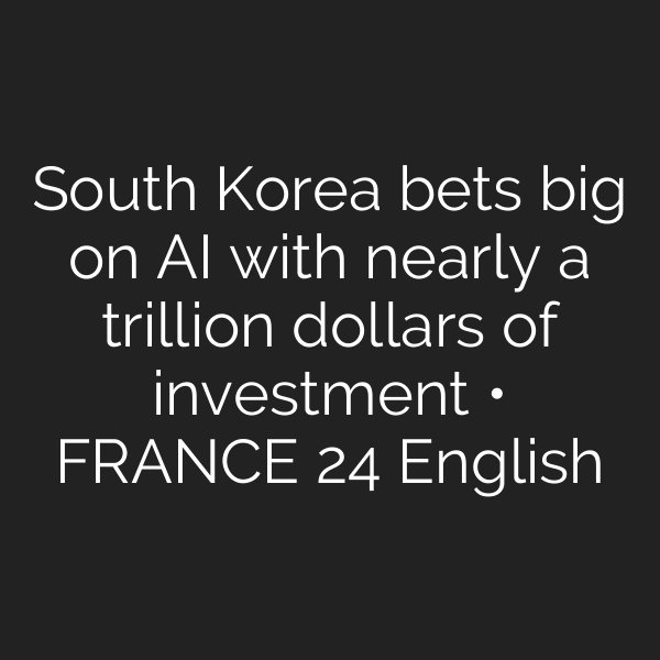 South Korea bets big on AI with nearly a trillion dollars of investment • FRANCE 24 English