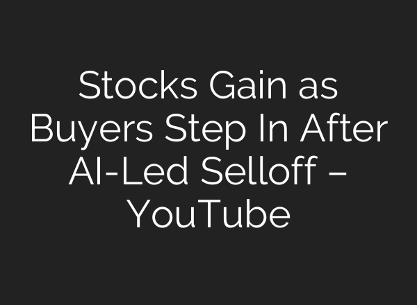Stocks Gain as Buyers Step In After AI-Led Selloff – YouTube