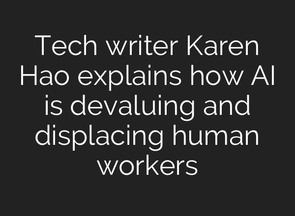 Tech writer Karen Hao explains how AI is devaluing and displacing human workers