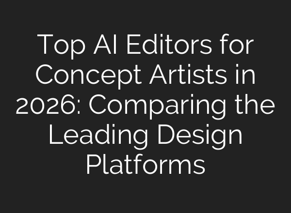 Top AI Editors for Concept Artists in 2026: Comparing the Leading Design Platforms
