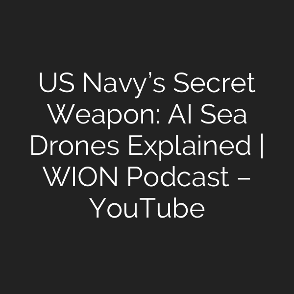 US Navy’s Secret Weapon: AI Sea Drones Explained | WION Podcast – YouTube