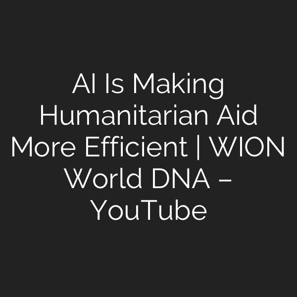 AI Is Making Humanitarian Aid More Efficient | WION World DNA – YouTube