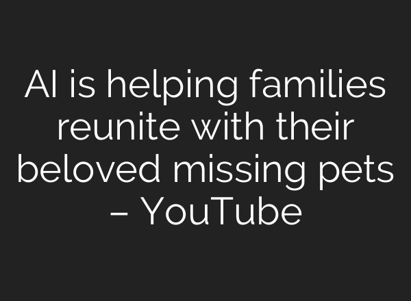 AI is helping families reunite with their beloved missing pets – YouTube