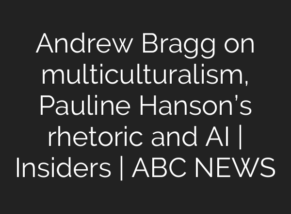 Andrew Bragg on multiculturalism, Pauline Hanson’s rhetoric and AI | Insiders | ABC NEWS