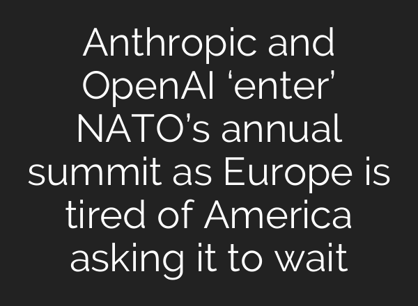 Anthropic and OpenAI ‘enter’ NATO’s annual summit as Europe is tired of America asking it to wait