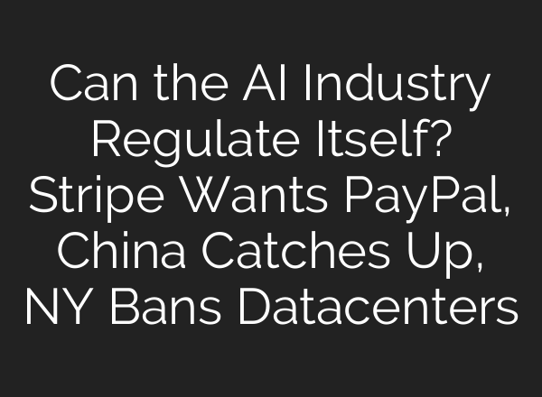 Can the AI Industry Regulate Itself? Stripe Wants PayPal, China Catches Up, NY Bans Datacenters