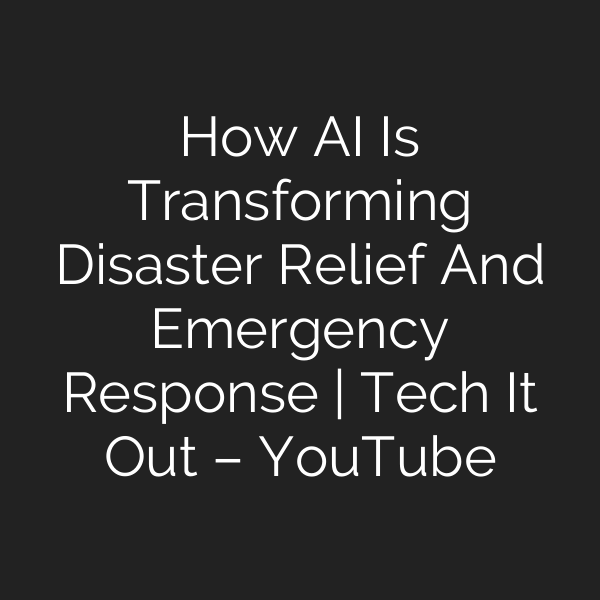 How AI Is Transforming Disaster Relief And Emergency Response | Tech It Out – YouTube