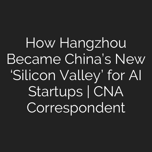 How Hangzhou Became China’s New ‘Silicon Valley’ for AI Startups | CNA Correspondent
