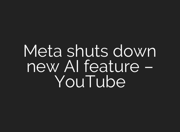Meta shuts down new AI feature – YouTube