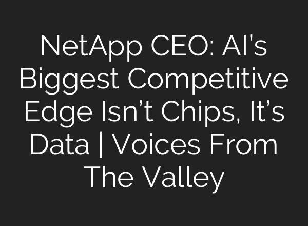 NetApp CEO: AI’s Biggest Competitive Edge Isn’t Chips, It’s Data | Voices From The Valley