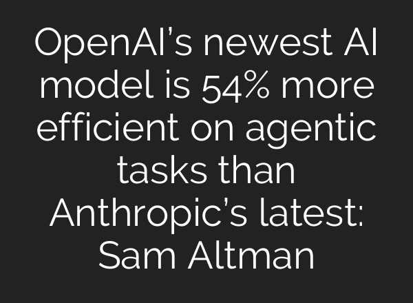 OpenAI’s newest AI model is 54% more efficient on agentic tasks than Anthropic’s latest: Sam Altman