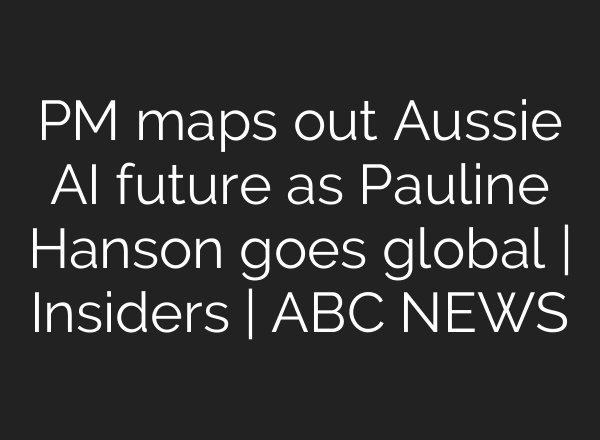 PM maps out Aussie AI future as Pauline Hanson goes global | Insiders | ABC NEWS