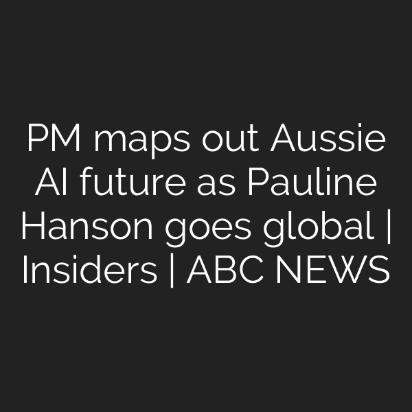 PM maps out Aussie AI future as Pauline Hanson goes global | Insiders | ABC NEWS