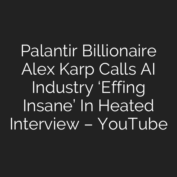 Palantir Billionaire Alex Karp Calls AI Industry ‘Effing Insane’ In Heated Interview – YouTube