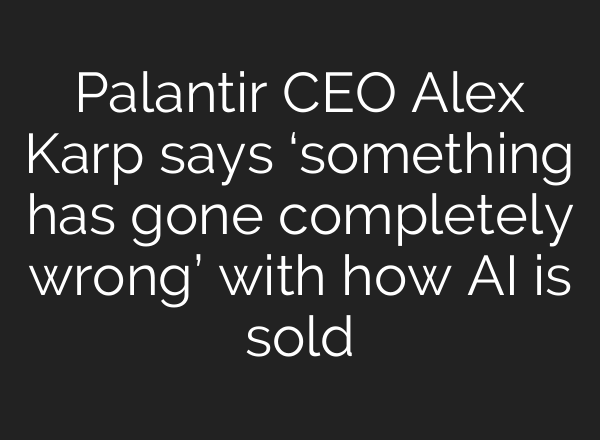 Palantir CEO Alex Karp says ‘something has gone completely wrong’ with how AI is sold